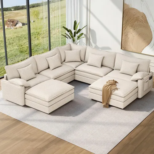 Vista 73 de Vesgantti Sofá modular de 108 pulgadas, cómodo sofá de nube con asiento profundo otomano movible, sofá modular en forma de L, sofás seccionales