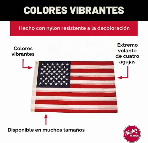 Vista 2 de Bandera de los Estados Unidos para barco bordada, de Taylor Made Products, con 50 estrellas