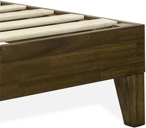 Vista 7 de East West Furniture NVP-22-F Marco de cama de tamaño matrimonial con 4 patas de madera dura y 2 patas centrales adicionales, acabado de nogal