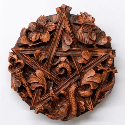 Vista 4 de Dryad Design Cimaruta - Placa de pared con diseño de pentáculo, Wiccan Pagan Italian Witchcraft Home Decor (acabado de madera)