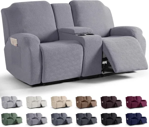 Vista 15 de KinCam Fundas para Sillón Reclinable de Dos Plazas con Funda para Consola Central, Fundas para Sofá Reclinable de 2 Asientos, Funda para Sofá