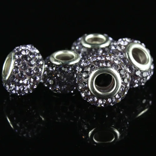 Vista 3 de RUBYCA Cuentas de cristal checo hechas a mano con agujero grande para pulseras europeas (10 unidades, morado, 0.433 in)