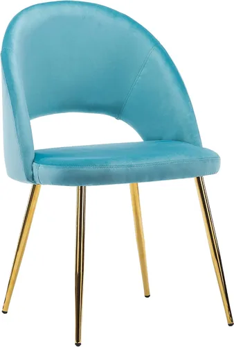 Vista 3 de Porthos Home Batia - Juego de 2 sillas de comedor sin brazos con elegante tapicería de terciopelo, patas cónicas de metal dorado y respaldo