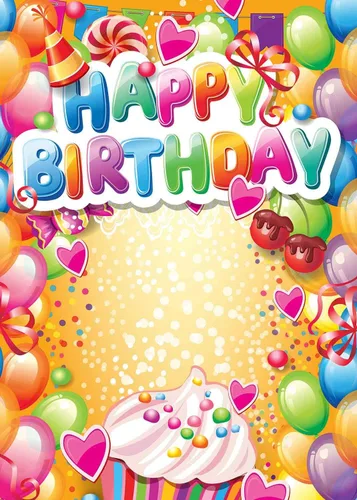 Vista 2 de Telones de fondo de fotografía de feliz cumpleaños, globos coloridos de 5 x 7 pies, fondo de fotos de dulces dulces para niños, fiesta temática