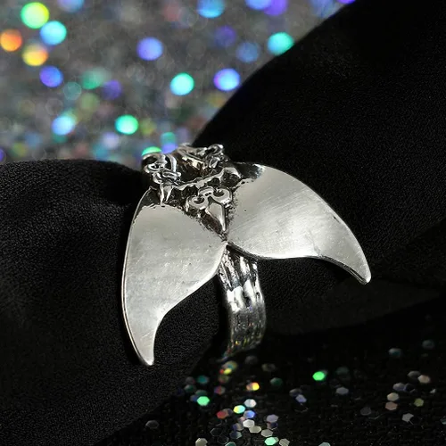 Vista 5 de Giwotu - Anillo de sirena mística para mujer, estilo vintage, plata antigua, cola de ballena midi