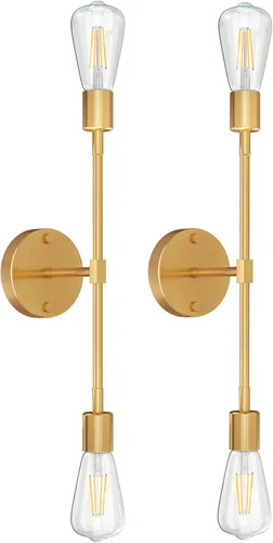 Vista 8 de FadimiKoo 2 lámparas de níquel cepillado para tocador de baño, iluminación plateada para baño sobre espejo, moderna iluminación de pared
