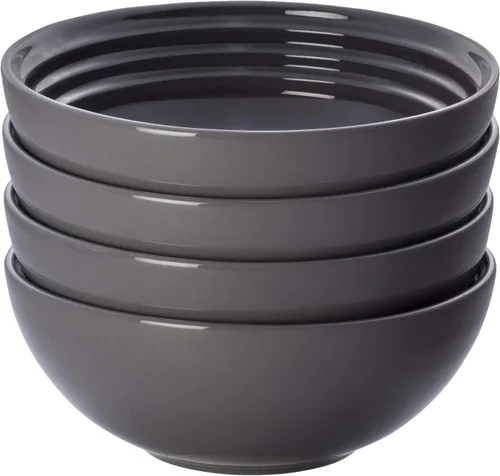 Vista 9 de Le Creuset Juego de 4 cuencos de sopa de gres, 22 onzas (6.25") cada uno, blanco