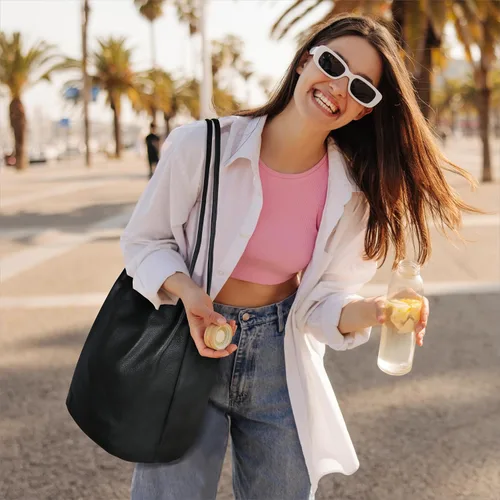 Vista 42 de Iswee - Bolsos de cuero genuino, diseño de hombro Hobo, bolsos para mujer