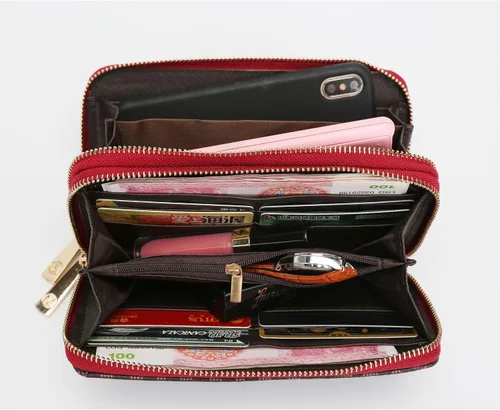 Vista 20 de MKF Collection Mia K - Cartera de pulsera para mujer, pequeña cartera de cuero vegano para tarjetas de crédito con cremallera y bolsillo