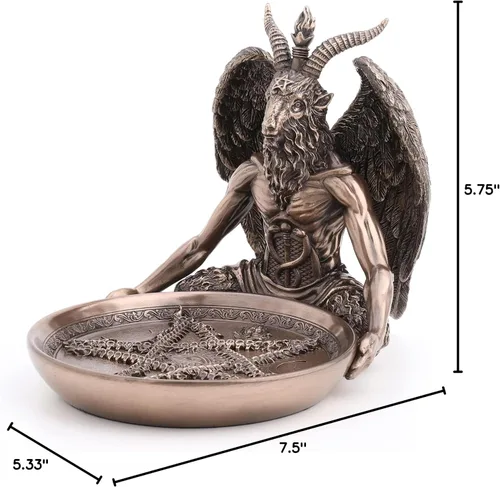 Vista 7 de Veronese Design Bandeja de altar de Baphomet de 5 3/4 pulgadas de alto, estatua de Polystone, acabado de bronce