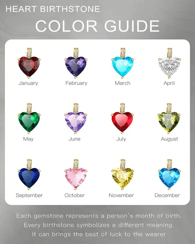 Vista 7 de Collar de piedra natal genuina para mujer, collar de amor de corazón, regalos de cumpleaños para ella