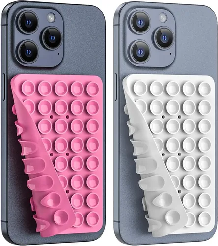Vista 24 de Soporte de teléfono con succión de silicona de doble cara, accesorio de silicona para iPhone y Android, soporte para teléfono de ducha con espejo