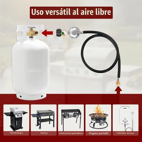 Vista 5 de SHINESTAR 3.5FT Propane Regulator with Hose and Gauge Regulador universal de parrilla de gas y pieza de repuesto de manguera para parrilla