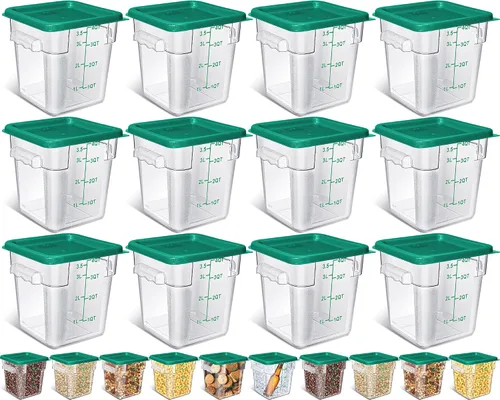 Vista 8 de Yungyan 12 Recipientes de Almacenamiento de Alimentos Comerciales de 4 Qt con Tapas Restaurante Recipientes Cuadrados Herméticos para Almacenamiento