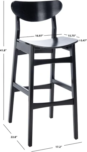 Vista 3 de SAFAVIEH Home Collection Thaxton Mid-Century Farmhouse - Juego de 2 taburetes de bar (30 pulgadas), color negro