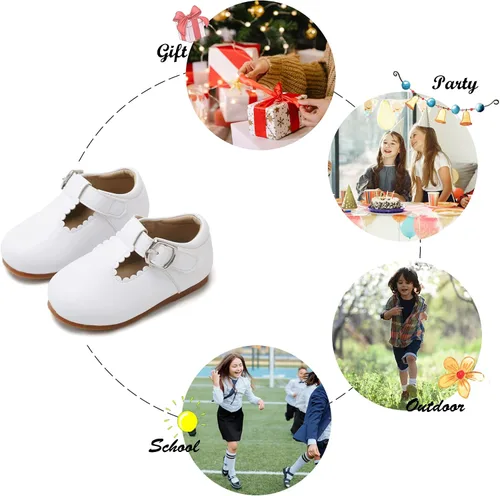 Vista 5 de Felix & Flora Zapatos de vestir planos Oxfords para niña pequeña, zapatos de princesa Mary Jane para fiesta escolar, zapatos de fiesta