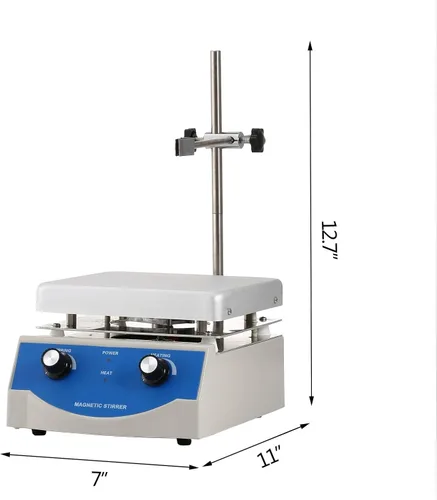 Vista 7 de Agitador magnético eléctrico mezclador de placa caliente con barra de agitación laboratorio químico bioloicgal médico (101.4 fl oz 0-1600 rpm)