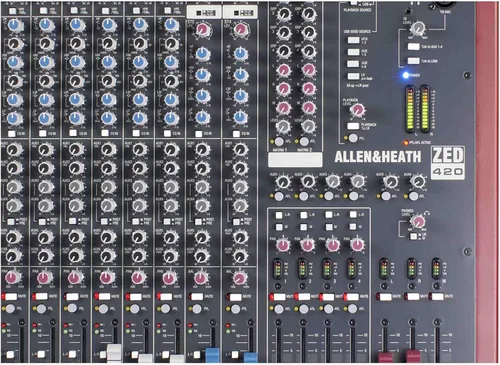 Vista 6 de Allen & Heath ZED-420 - Mezclador de audio en vivo de calidad Touring con 16 entradas mono y 4 estéreo, 4 grupos, 6 envíos auxiliares/monitor
