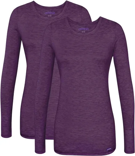 Vista 32 de Sivvan Scrubs for Women - Long Sleeve Comfort Underscrub Tee 2-Pack Negro