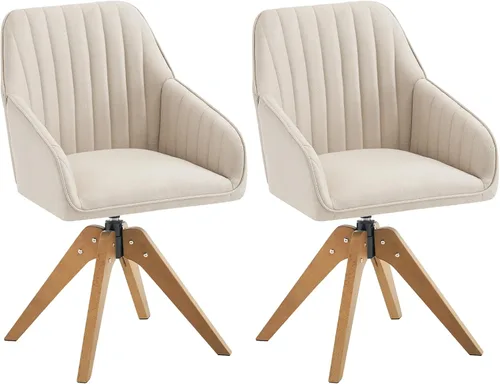 Vista 9 de Furniliving Silla Giratoria de Acento Moderna de Mediados de Siglo para Sala de Estar, Silla de Escritorio de Madera con Brazos, Sillas con Brazos