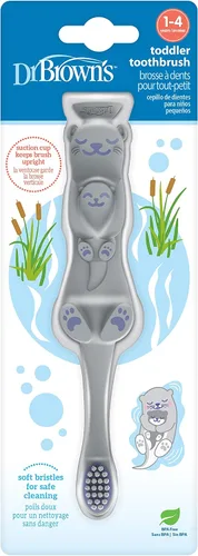Vista 12 de Dr. Brown's Cepillo de dientes para niños pequeños, dinosaurio, verde, paquete de 1