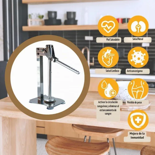 Vista 7 de Exprimidor manual de limón y frutas de acero inoxidable resistente, prensador de cítricos rápido y eficiente para uso en cocina