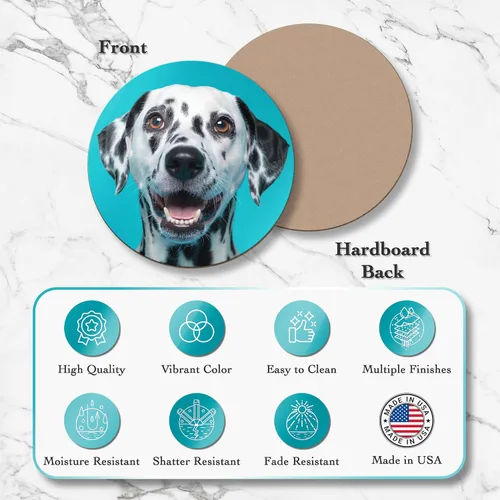 Vista 3 de Smile Art Design Sube 2 imágenes de impresión de posavasos personalizados con tus fotos, juego de 2 piezas, brillante y vibrante tablero duro