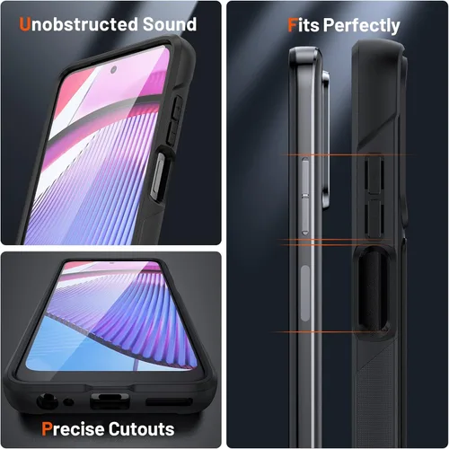 Vista 5 de Jeylly Funda para Motorola G Power 5G (2023) con 2PCS protectores de pantalla de vidrio, protección resistente de plástico duro+parachoques