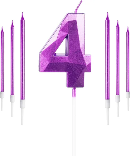 Vista 46 de Vela rosa de cumpleaños número 1 con 6 velas largas, decoraciones de decoración de pastel para fiesta de niña de 1 año, suministros de celebración