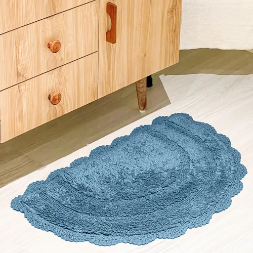 Vista 55 de Chardin home Alfombra de baño de ganchillo beige, alfombra de baño ovalada 100% algodón con borde de ganchillo artesanal hecho a mano, alfombra