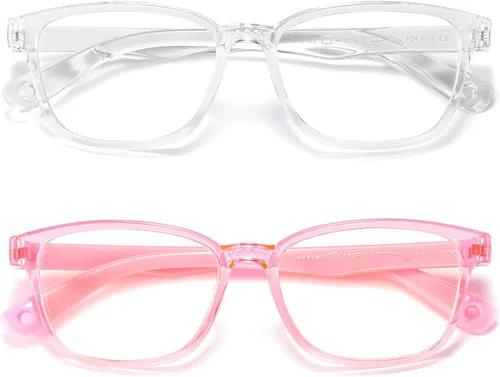 Vista 10 de Paquete de 2 gafas con bloqueo de luz azul para niños, antifatiga visual y protección UV, gafas para computadora, videojuegos, TV, teléfono
