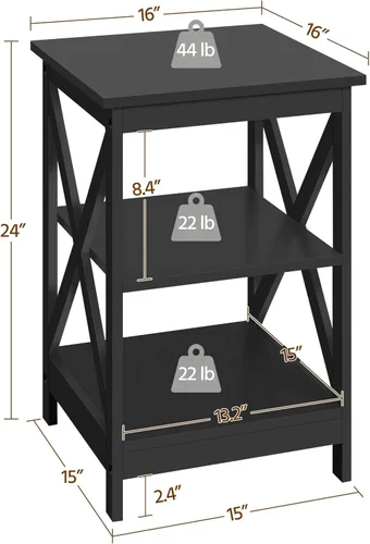Vista 3 de Topeakmart X-Design - Juego de 3 mesas de sala de estar, con 1 mesa auxiliar y 2 mesas laterales para sofá, color negro
