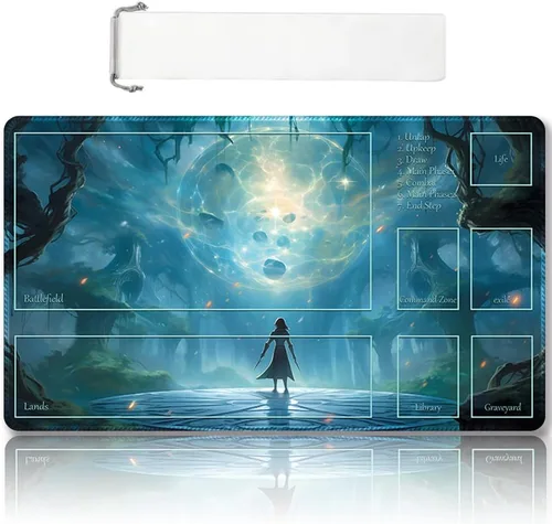 Vista 29 de Tapete de juego MTG cosido de alta calidad con zonas y parte trasera de goma antideslizante, tapete de juego TCG para MTG y otros juegos de cartas