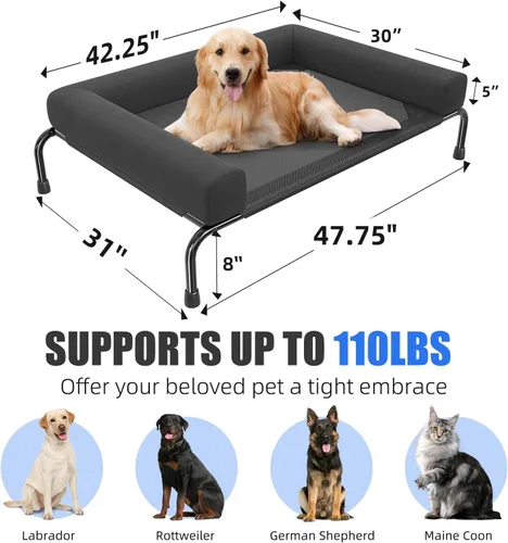 Vista 5 de Simple Trending Cama Elevada para Perros Grandes, Cuna Elevada Refrescante para Perros con Refuerzos, Cama Transpirable para Mascotas