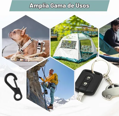 Vista 5 de Mini Mosquetón con Clip de Resorte con Gancho, Hebillas con Cierre para Paracord, Llavero, Mochila, Botella, Accesorios de Campamento al Aire Libre