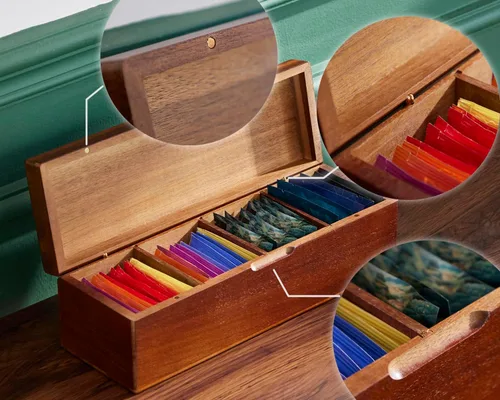 Vista 4 de SEVENY Caja organizadora de bolsas de té de madera con 4 compartimentos