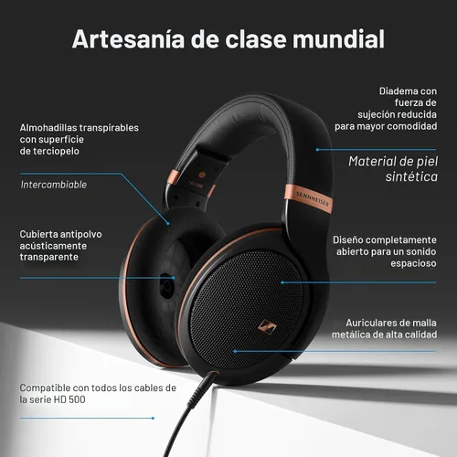 Vista 7 de Sennheiser HD 505 - Auriculares con cable supraaurales con sonido transparente y graves controlados, auriculares de estudio de mayor comodidad