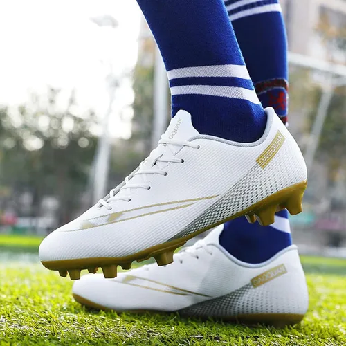 Vista 6 de Qzzsmy Zapatos deportivos de fútbol para hombre, zapatos de fútbol profesionales, transpirables para deportes al aire libre, corrercompetencia