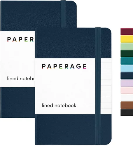 Vista 21 de Juego de 2 cuadernos blocs de notas de bolsillo pequeño, pauta universitaria, 3.7 x 5.6 pulgadas, minidiario de tapa dura, papel grueso de 3.5 Negro