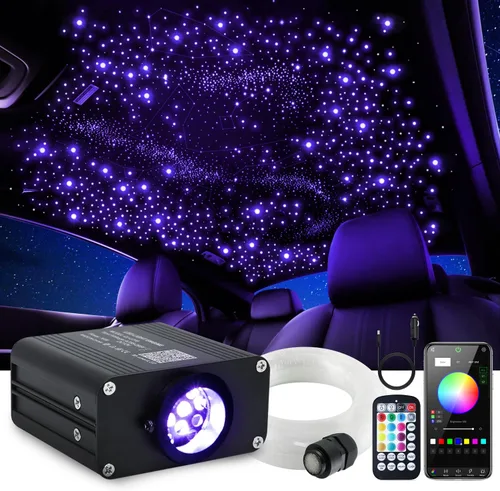 Vista 15 de Car Home Starlight Headliner Star - Kit de luces de techo parpadeantes y activadas por sonido, 200 unidades, 0.03 pulgadas x 9.8 pies, RGBW 16 W