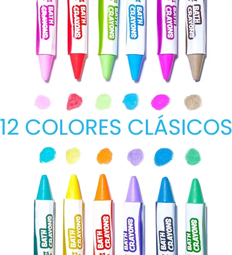 Vista 3 de Tub Works® Smooth™ - Crayones de baño de juguete de baño, paquete de 12 Crayones de baño no tóxicos y lavables para niños pequeños y niños