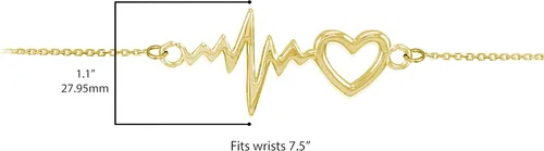 Vista 3 de 14k Gold Heartbeat Bracelet, 7.5" Adjustable to 8" - Choice of