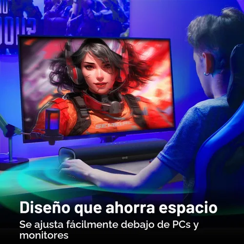 Vista 4 de OXS Thunder Lite - Barra de sonido para juegos de PC, barras de sonido para TV con sonido envolvente virtual, 2 controladores de rango completo