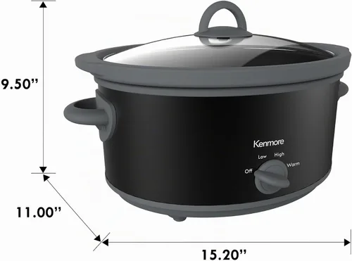 Vista 7 de Kenmore - Olla de cocción lenta de 5 cuartos de galón, olla de cocción lenta con ajustes programables, controles digitales, gran capacidad