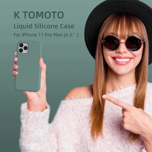 Vista 7 de Funda de silicona líquida compatible con iPhone 11 Pro Max, color verde pino [Protección contra caídas]