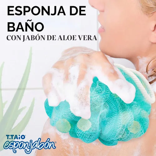 Vista 5 de T.Taio Esponjabon Esponjabon - Esponja de jabón para ducha, lufa luffa Loufa, bola de lavado corporal, depurador de malla para limpieza completa