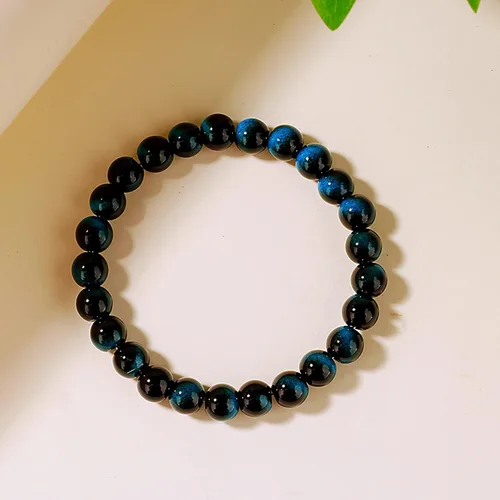 Vista 43 de Pulseras de triple protección con piedra de ojo de tigre de obsidiana negra con hematita para hombres y mujeres, pulsera de piedra curativa