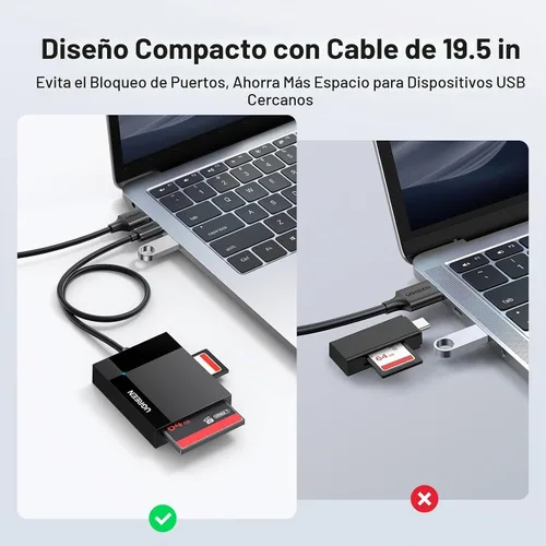 Vista 8 de UGREEN Lector de tarjetas SD USB C Adaptador de tarjeta de memoria 4 en 1