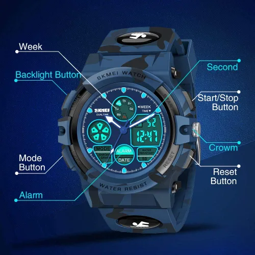 Vista 2 de SYOKZEY Reloj para niños, reloj deportivo digital LED impermeable de 164.0ft, para adolescentes, niños y niñas, relojes al aire libre, analógicos