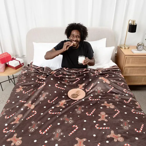 Vista 23 de Big Blanket Co Original Stretch Ballerina - Manta gigante extra grande de 6 x 6 pies, suave, elástica, lavable a máquina, se adapta a toda la familia